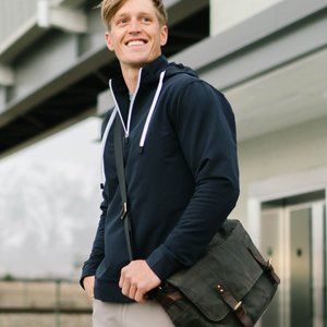 Zyia Active Men's Navy Tech 1/4 Zip Hoodie